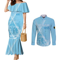 Custom Belgium 1895 Football Couples Matching Mermaid Dress and Long Sleeve Button Shirt De Rode Duivels Come Together