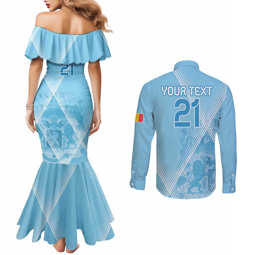 Custom Belgium 1895 Football Couples Matching Mermaid Dress and Long Sleeve Button Shirt De Rode Duivels Come Together