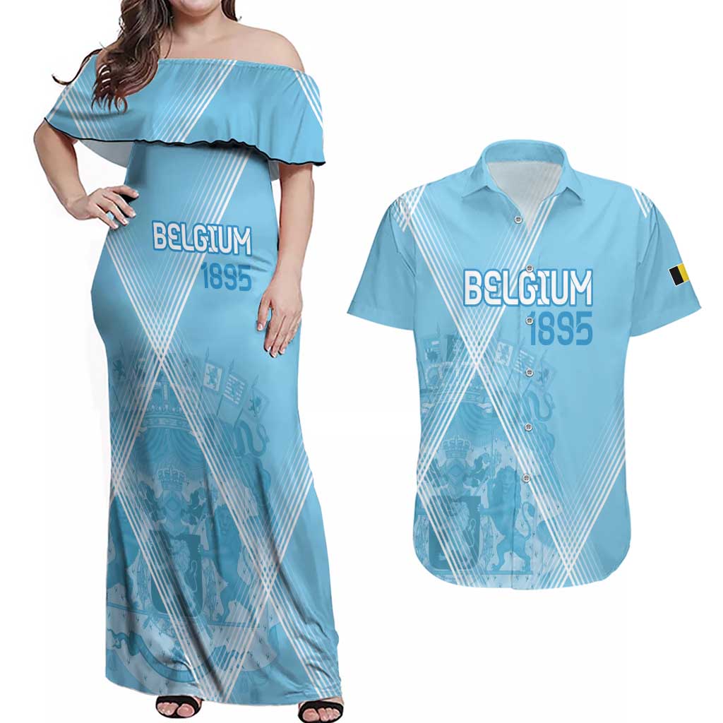Custom Belgium 1895 Football Couples Matching Off Shoulder Maxi Dress and Hawaiian Shirt De Rode Duivels Come Together LT9 - Wonder Print Shop