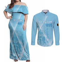 Custom Belgium 1895 Football Couples Matching Off Shoulder Maxi Dress and Long Sleeve Button Shirt De Rode Duivels Come Together LT9 - Wonder Print Shop