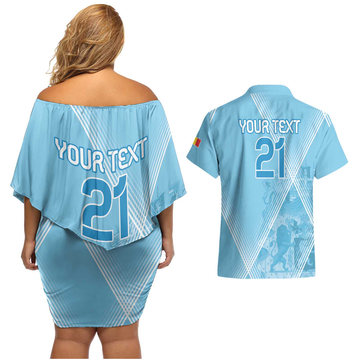 Custom Belgium 1895 Football Couples Matching Off Shoulder Short Dress and Hawaiian Shirt De Rode Duivels Come Together LT9 - Wonder Print Shop