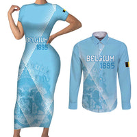 Custom Belgium 1895 Football Couples Matching Short Sleeve Bodycon Dress and Long Sleeve Button Shirt De Rode Duivels Come Together LT9 - Wonder Print Shop