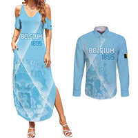 Custom Belgium 1895 Football Couples Matching Summer Maxi Dress and Long Sleeve Button Shirt De Rode Duivels Come Together LT9 - Wonder Print Shop