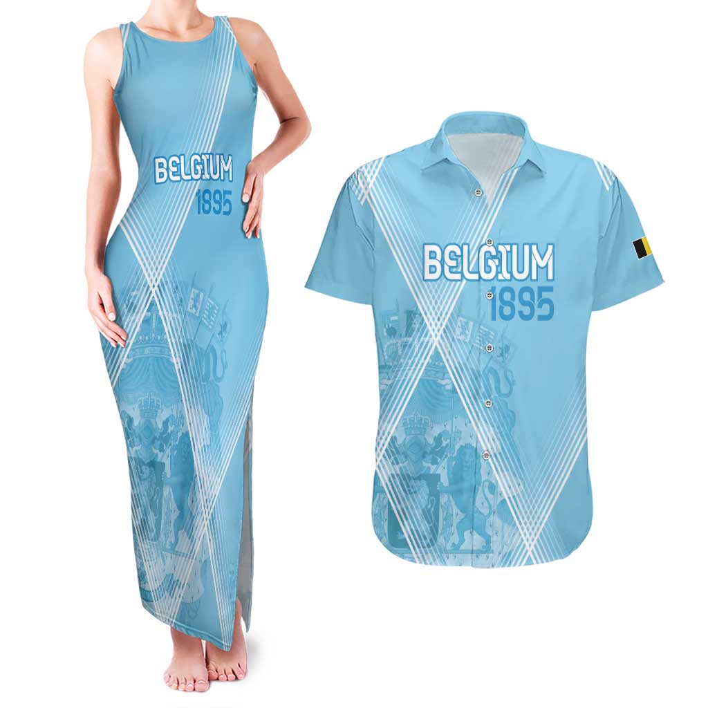 Custom Belgium 1895 Football Couples Matching Tank Maxi Dress and Hawaiian Shirt De Rode Duivels Come Together LT9 - Wonder Print Shop