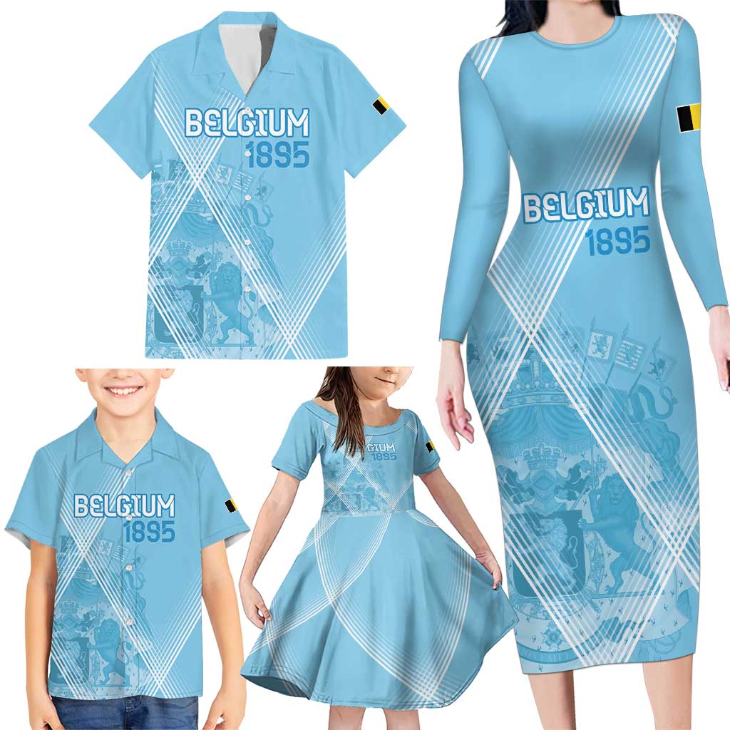 Custom Belgium 1895 Football Family Matching Long Sleeve Bodycon Dress and Hawaiian Shirt De Rode Duivels Come Together LT9 - Wonder Print Shop