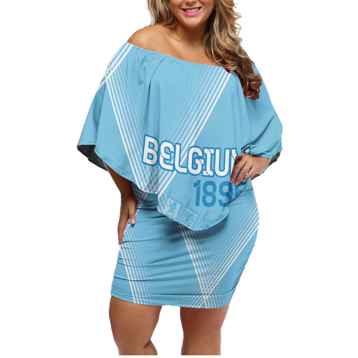 Custom Belgium 1895 Football Family Matching Off Shoulder Short Dress and Hawaiian Shirt De Rode Duivels Come Together LT9 - Wonder Print Shop