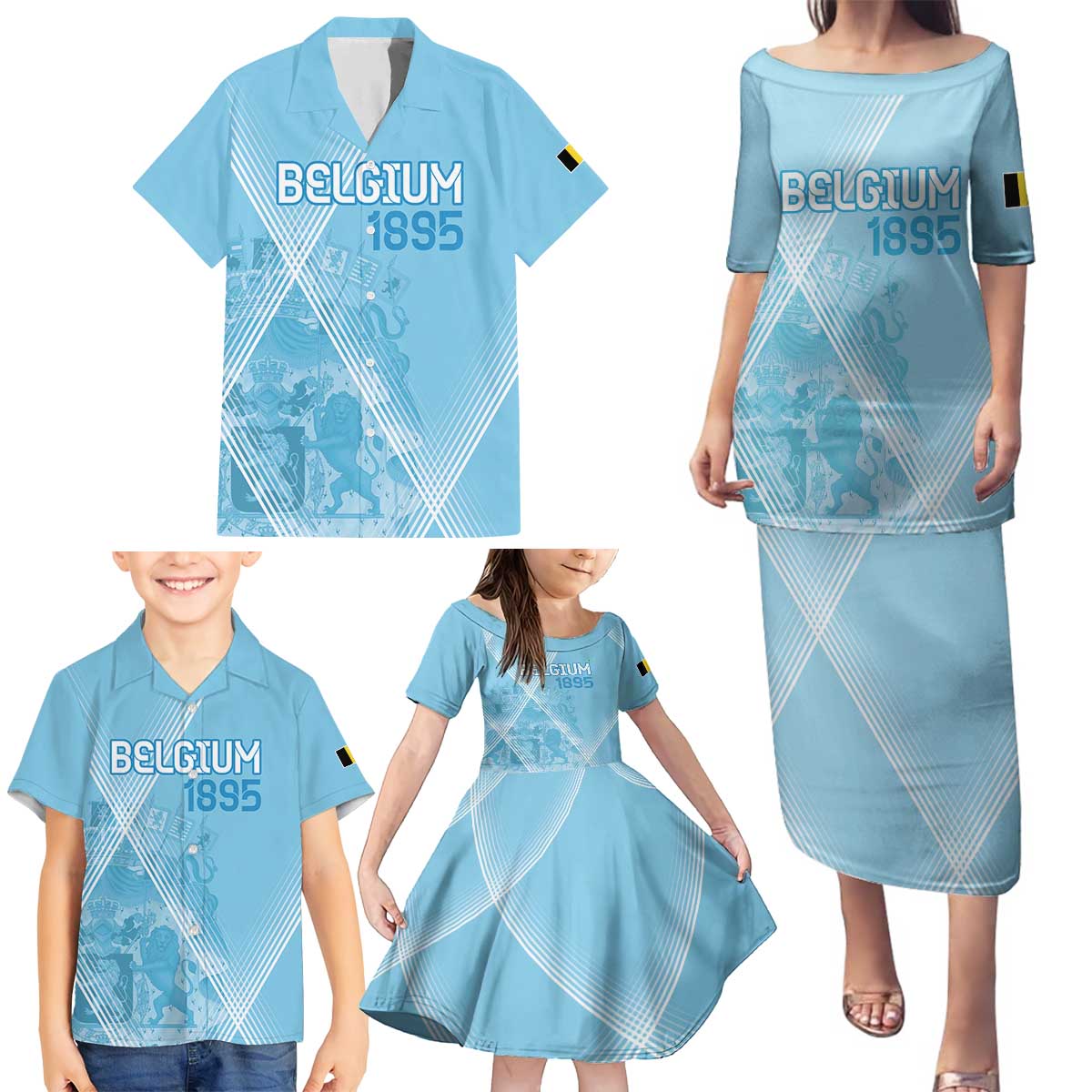 Custom Belgium 1895 Football Family Matching Puletasi and Hawaiian Shirt De Rode Duivels Come Together - Wonder Print Shop