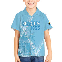 Custom Belgium 1895 Football Family Matching Short Sleeve Bodycon Dress and Hawaiian Shirt De Rode Duivels Come Together - Wonder Print Shop