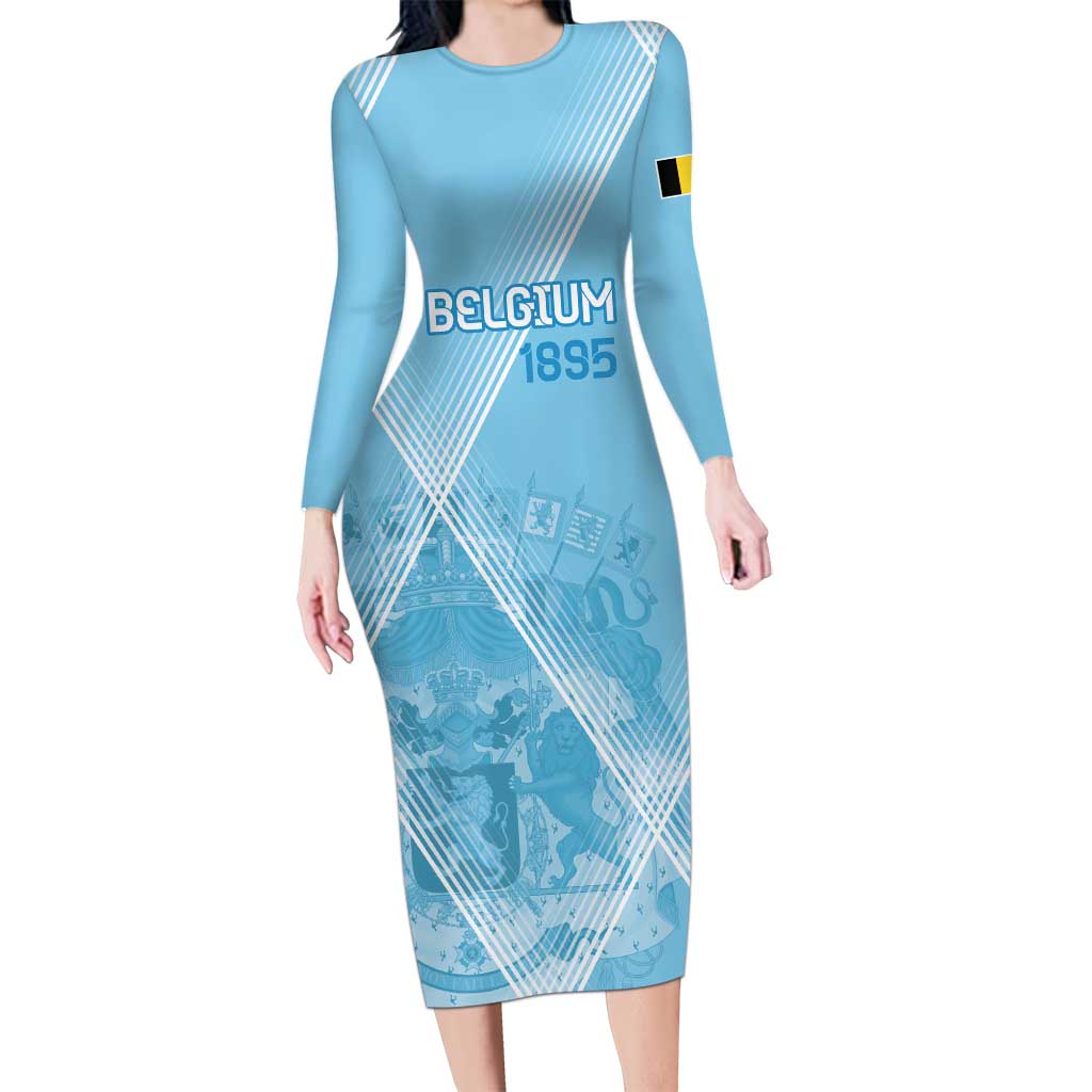 Custom Belgium 1895 Football Long Sleeve Bodycon Dress De Rode Duivels Come Together - Wonder Print Shop