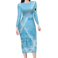 Custom Belgium 1895 Football Long Sleeve Bodycon Dress De Rode Duivels Come Together - Wonder Print Shop