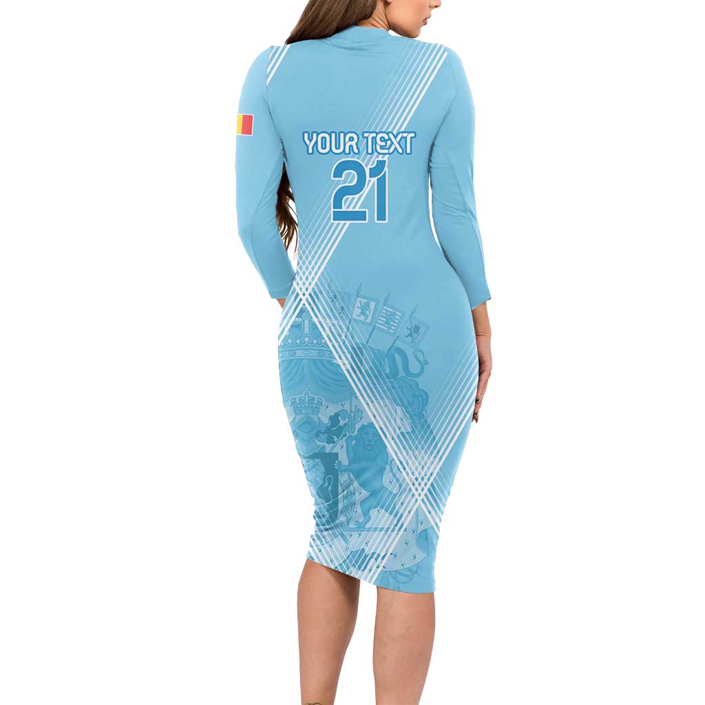 Custom Belgium 1895 Football Long Sleeve Bodycon Dress De Rode Duivels Come Together - Wonder Print Shop