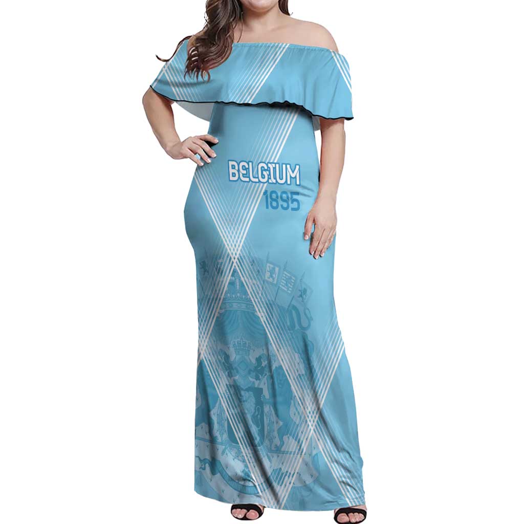 Custom Belgium 1895 Football Off Shoulder Maxi Dress De Rode Duivels Come Together - Wonder Print Shop