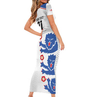 Custom England Football Family Matching Short Sleeve Bodycon Dress and Hawaiian Shirt Simple Triple Lions - Wonder Print Shop