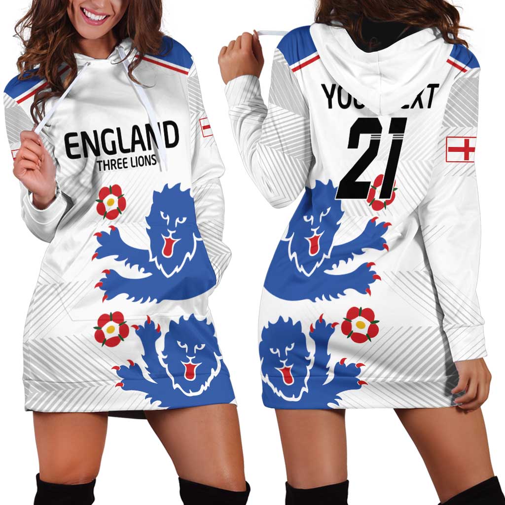 Custom England Football Hoodie Dress Simple Triple Lions - Wonder Print Shop