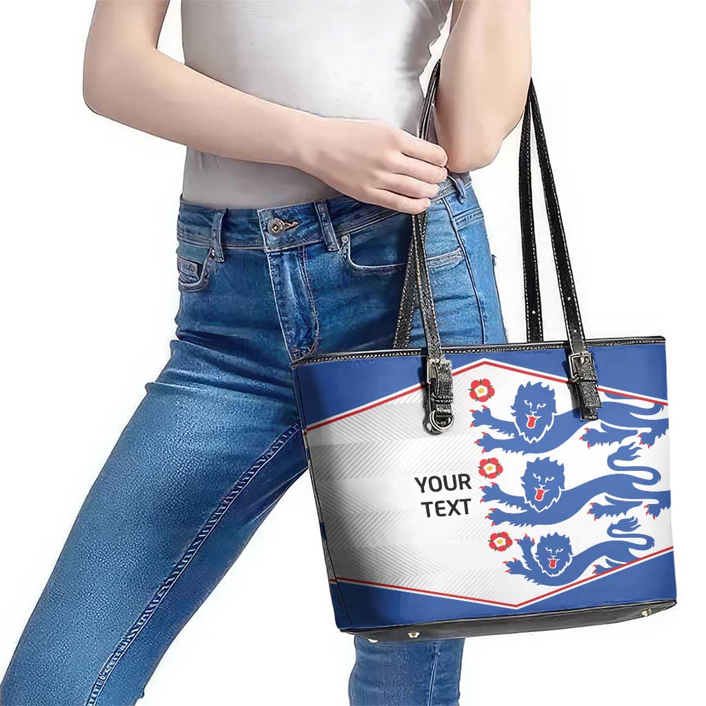 Custom England Football Leather Tote Bag Simple Triple Lions - Wonder Print Shop