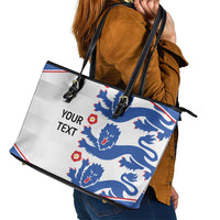 Custom England Football Leather Tote Bag Simple Triple Lions - Wonder Print Shop