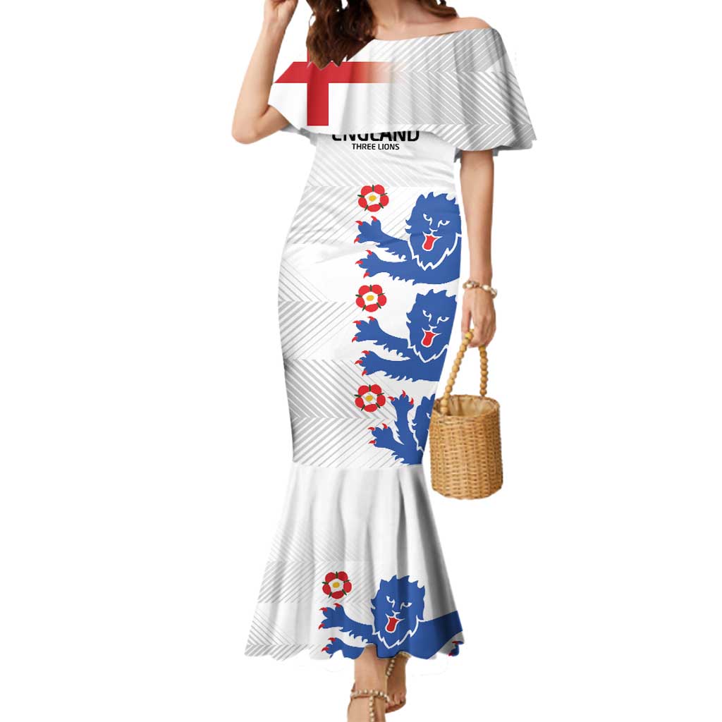 Custom England Football Mermaid Dress Simple Triple Lions - Wonder Print Shop