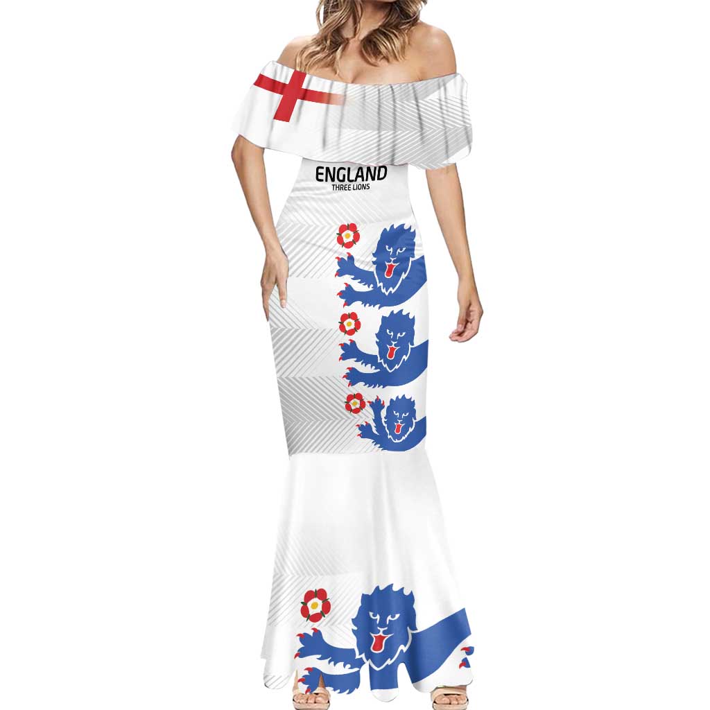 Custom England Football Mermaid Dress Simple Triple Lions - Wonder Print Shop