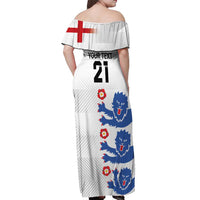 Custom England Football Off Shoulder Maxi Dress Simple Triple Lions - Wonder Print Shop