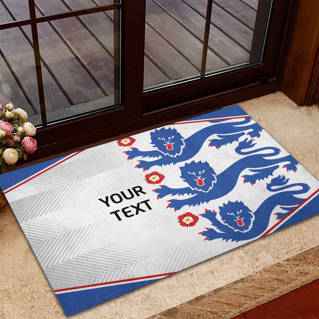 Custom England Football Rubber Doormat Simple Triple Lions - Wonder Print Shop