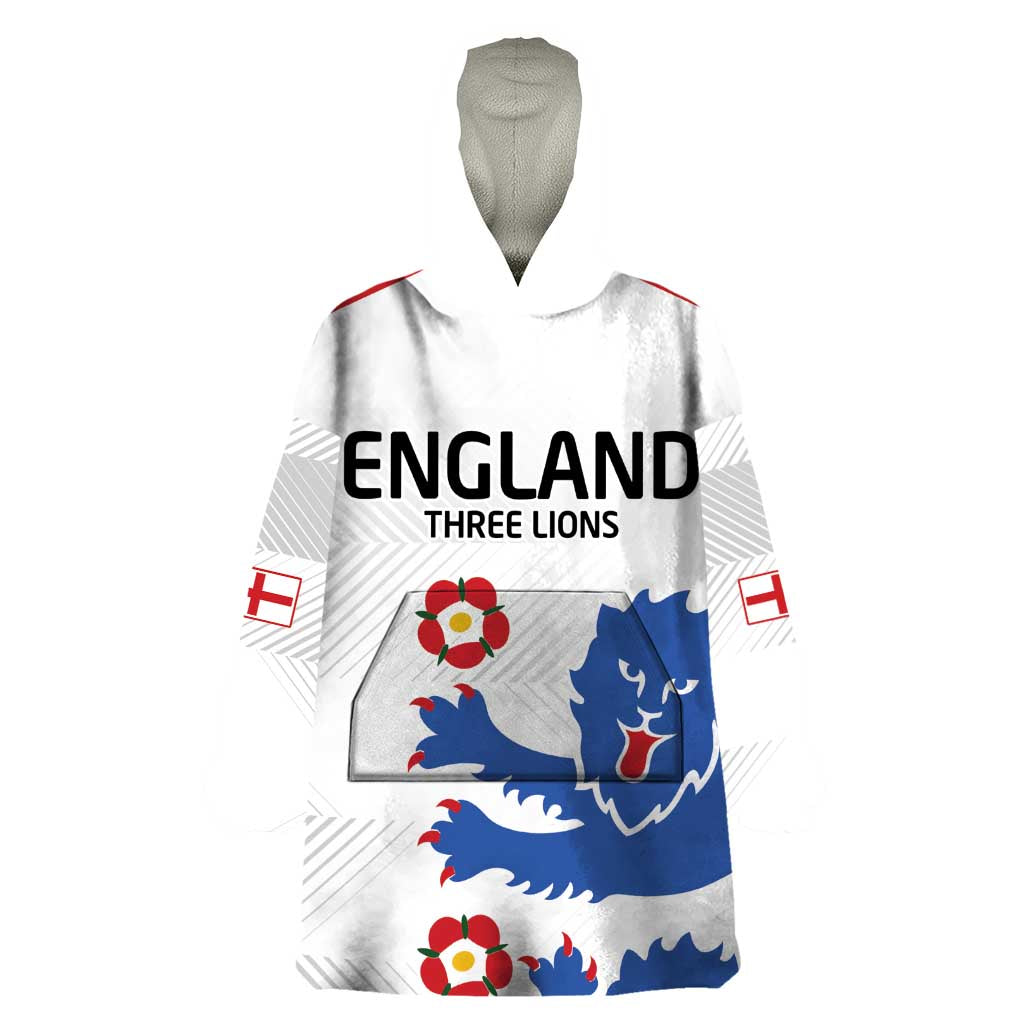Custom England Football Wearable Blanket Hoodie Simple Triple Lions - Wonder Print Shop