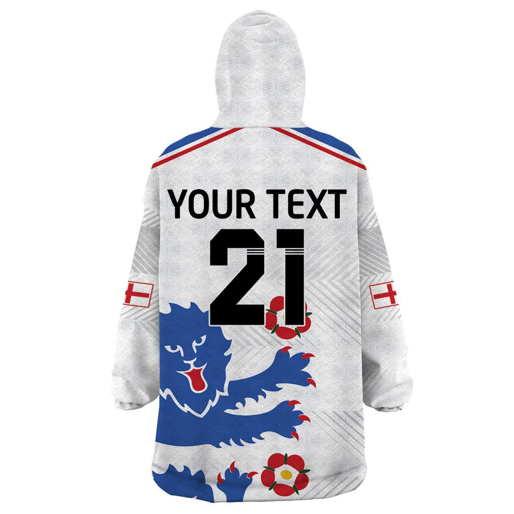 Custom England Football Wearable Blanket Hoodie Simple Triple Lions - Wonder Print Shop