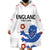 Custom England Football Wearable Blanket Hoodie Simple Triple Lions - Wonder Print Shop