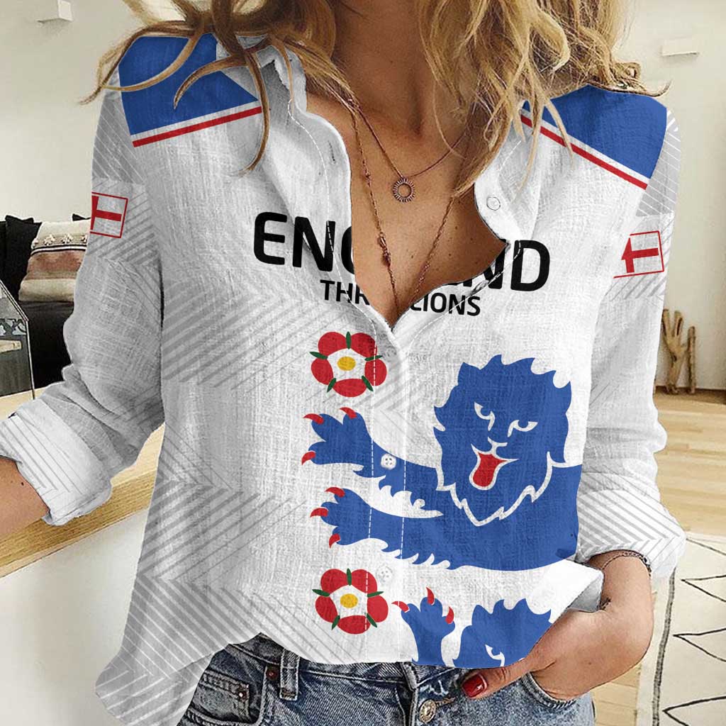 Custom England Football Women Casual Shirt Simple Triple Lions - Wonder Print Shop