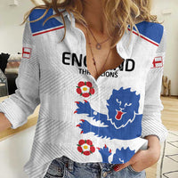 Custom England Football Women Casual Shirt Simple Triple Lions - Wonder Print Shop