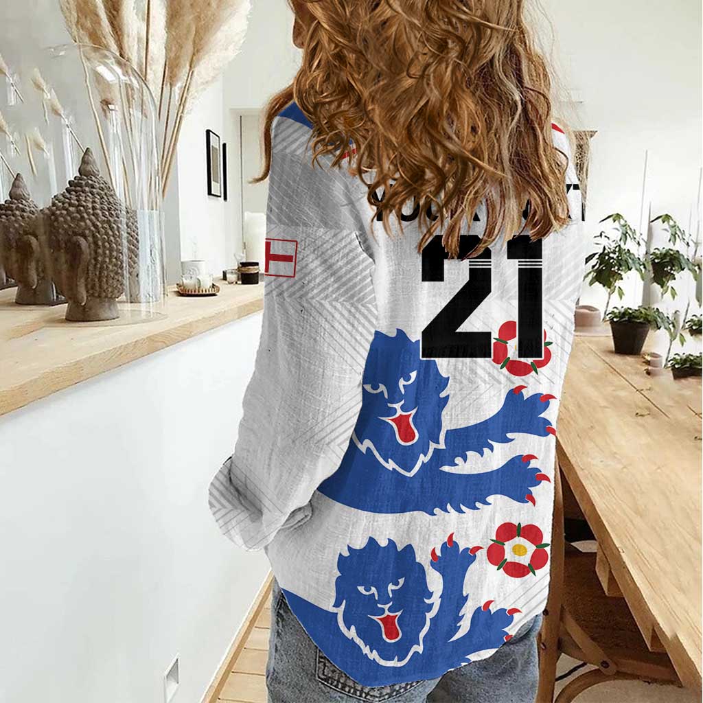 Custom England Football Women Casual Shirt Simple Triple Lions - Wonder Print Shop
