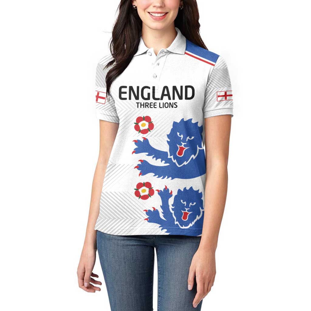 Custom England Football Women Polo Shirt Simple Triple Lions - Wonder Print Shop