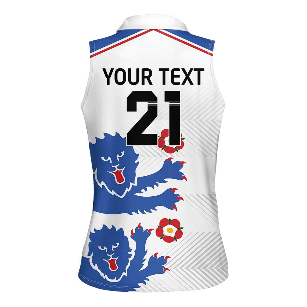 Custom England Football Women Sleeveless Polo Shirt Simple Triple Lions - Wonder Print Shop