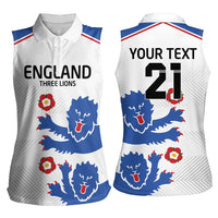 Custom England Football Women Sleeveless Polo Shirt Simple Triple Lions - Wonder Print Shop