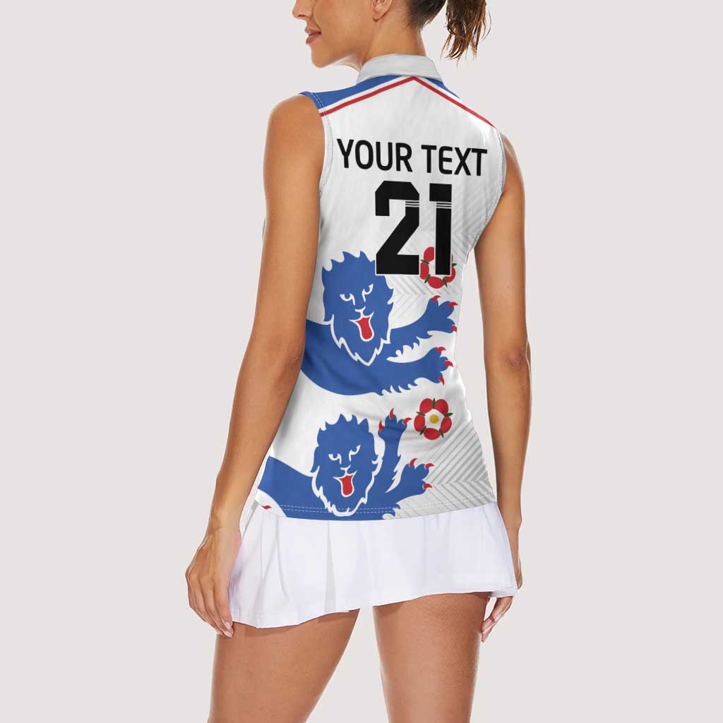 Custom England Football Women Sleeveless Polo Shirt Simple Triple Lions - Wonder Print Shop