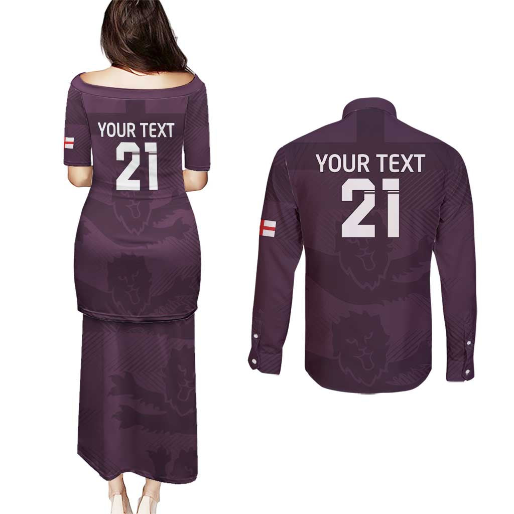 Custom England Football Couples Matching Puletasi and Long Sleeve Button Shirt Come On Champions LT9 - Wonder Print Shop
