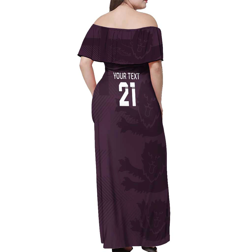 Custom England Football Off Shoulder Maxi Dress Come On Champions - Wonder Print Shop