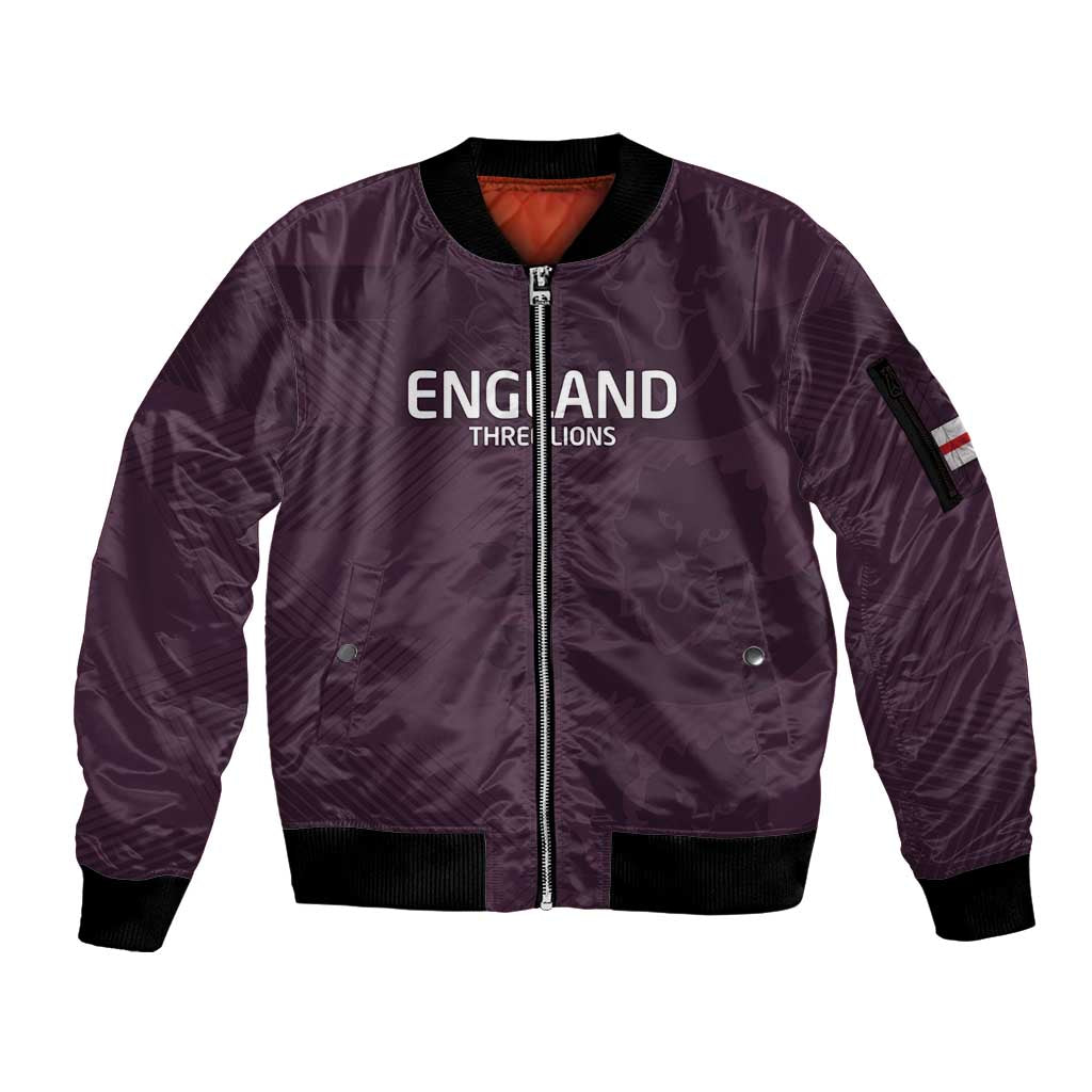 Custom England Football Sleeve Zip Bomber Jacket Come On Champions - Wonder Print Shop