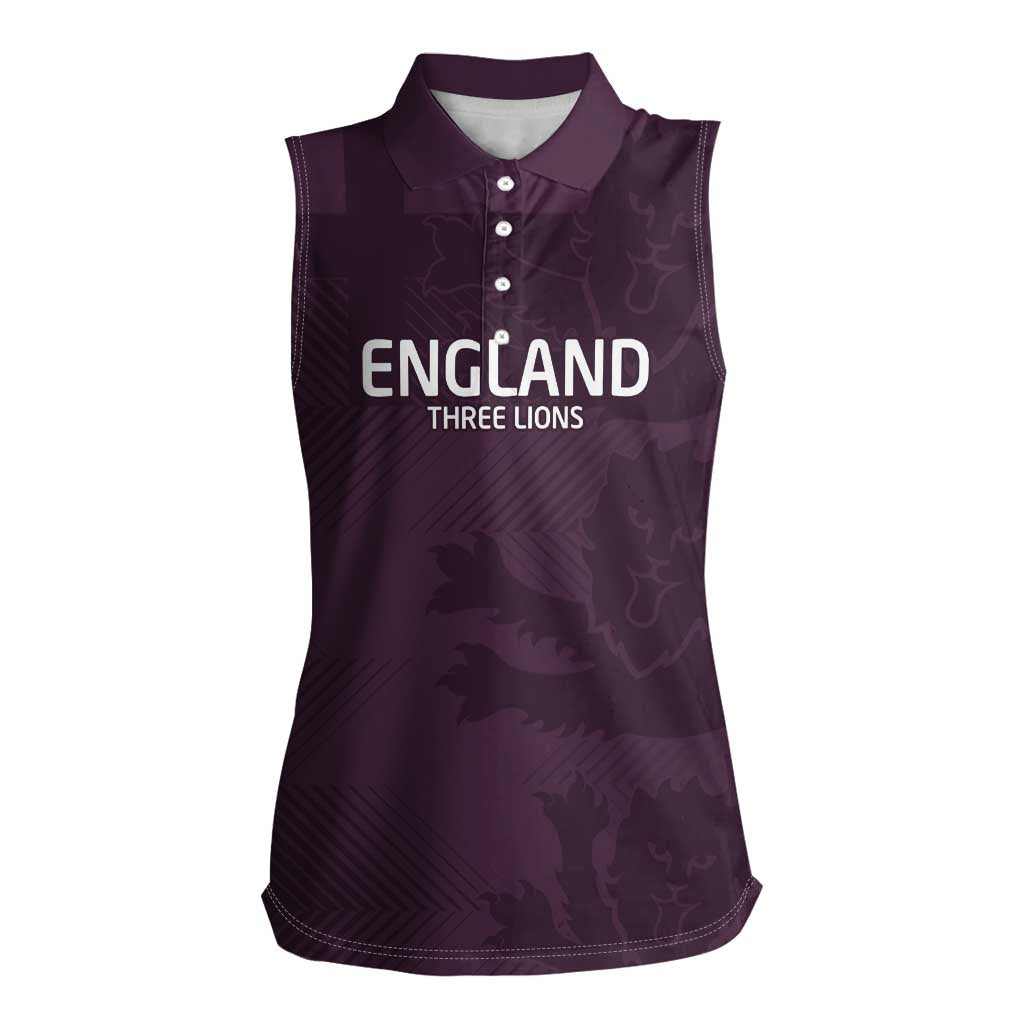 Custom England Football Women Sleeveless Polo Shirt Come On Champions - Wonder Print Shop