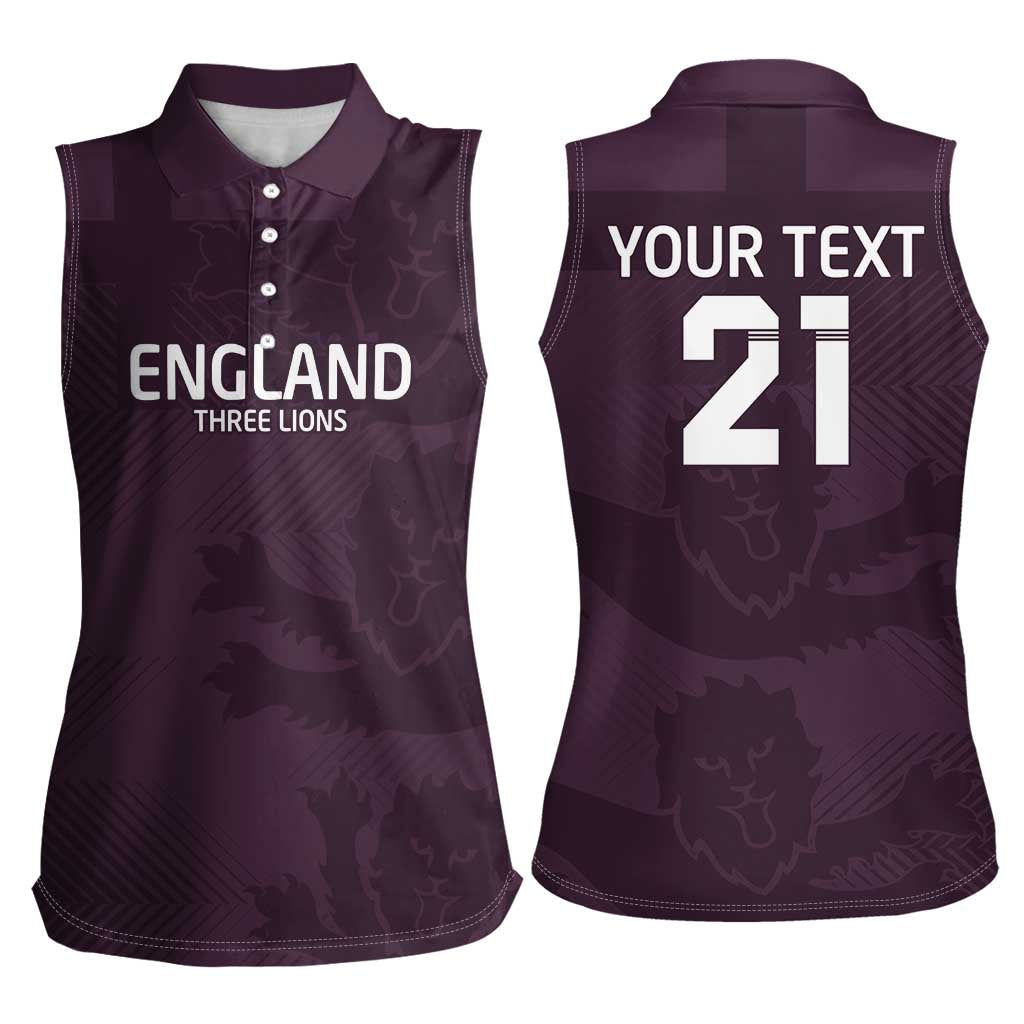 Custom England Football Women Sleeveless Polo Shirt Come On Champions - Wonder Print Shop