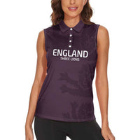 Custom England Football Women Sleeveless Polo Shirt Come On Champions - Wonder Print Shop