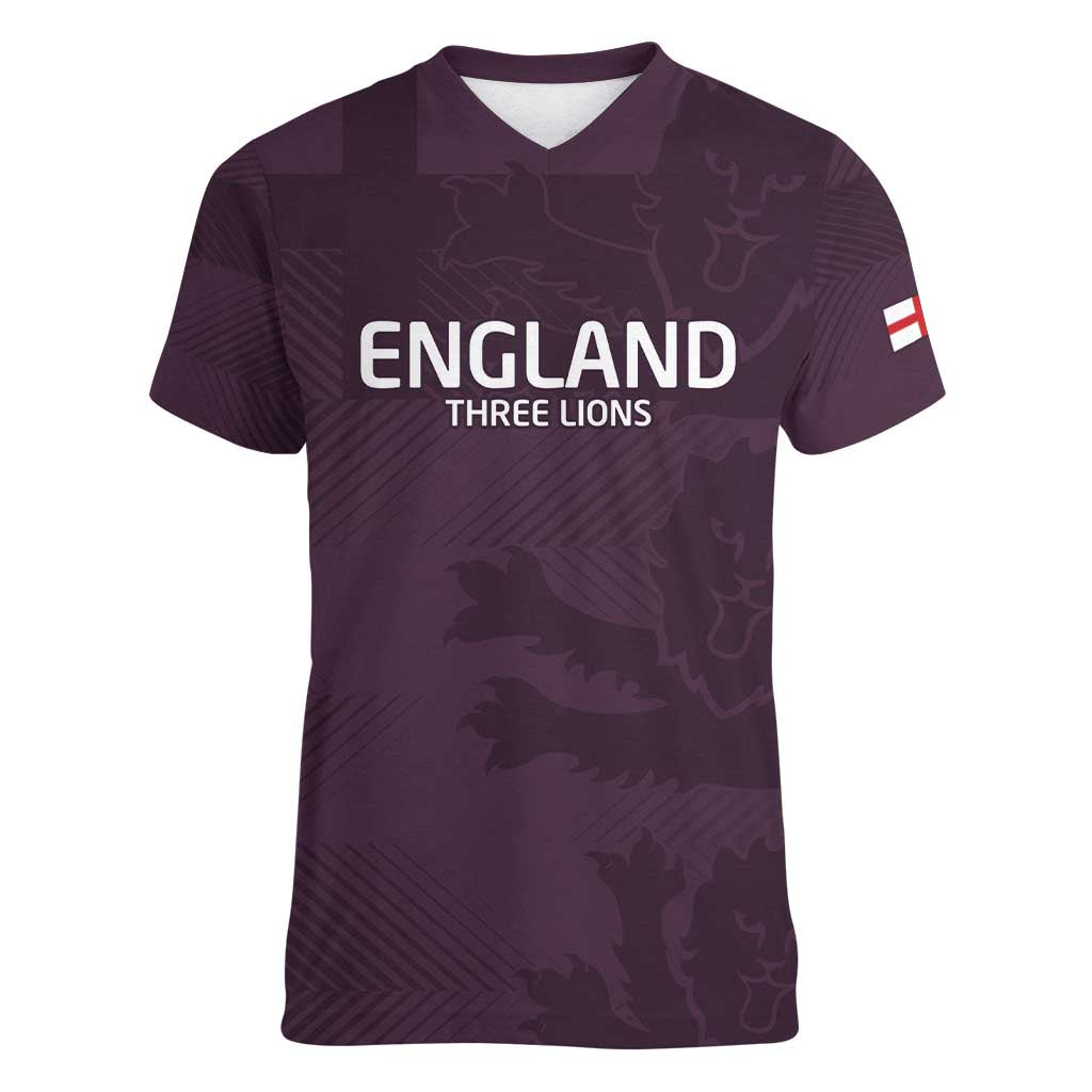 Custom England Football Women V-Neck T-Shirt Come On Champions - Wonder Print Shop
