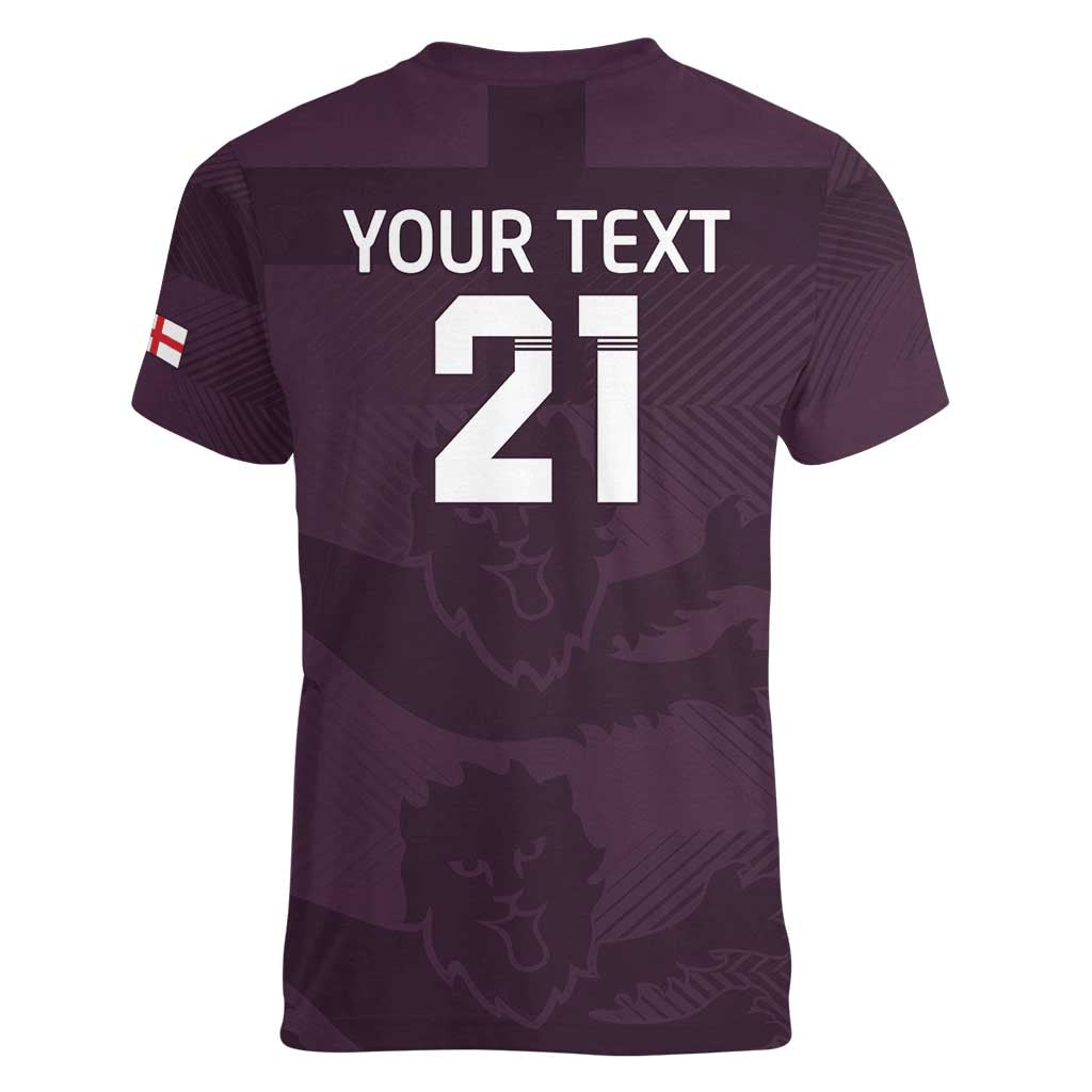 Custom England Football Women V-Neck T-Shirt Come On Champions - Wonder Print Shop