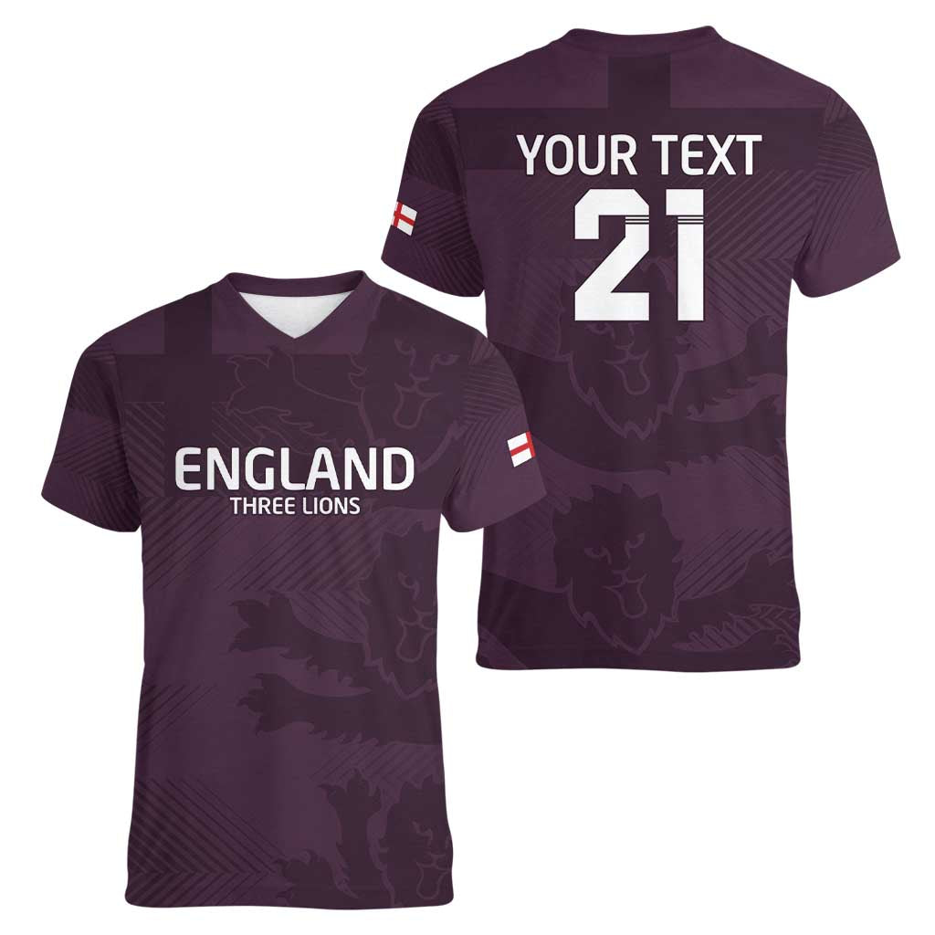 Custom England Football Women V-Neck T-Shirt Come On Champions - Wonder Print Shop