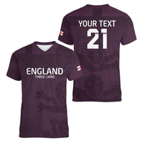 Custom England Football Women V-Neck T-Shirt Come On Champions - Wonder Print Shop