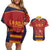 Custom Spain Football Couples Matching Off Shoulder Short Dress and Hawaiian Shirt Come on La Roja LT9 - Wonder Print Shop