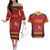 Custom Spain Football Couples Matching Off The Shoulder Long Sleeve Dress and Hawaiian Shirt Come on La Roja LT9 - Wonder Print Shop