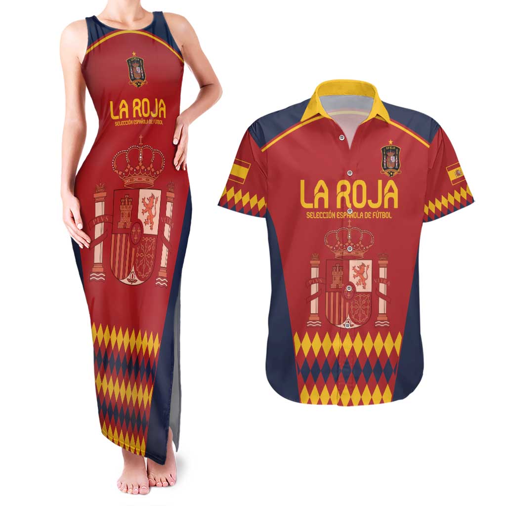 Custom Spain Football Couples Matching Tank Maxi Dress and Hawaiian Shirt Come on La Roja LT9 - Wonder Print Shop