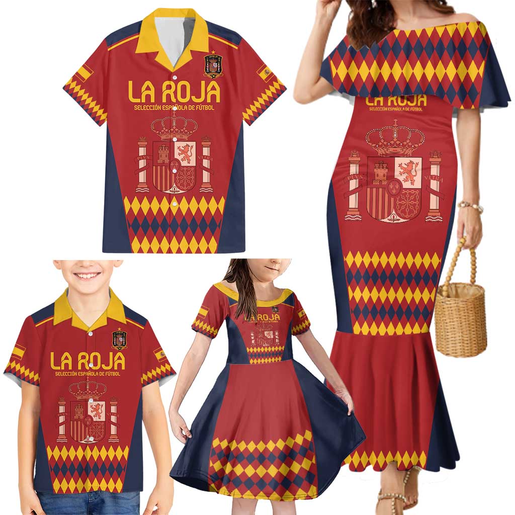 Custom Spain Football Family Matching Mermaid Dress and Hawaiian Shirt Come on La Roja LT9 - Wonder Print Shop