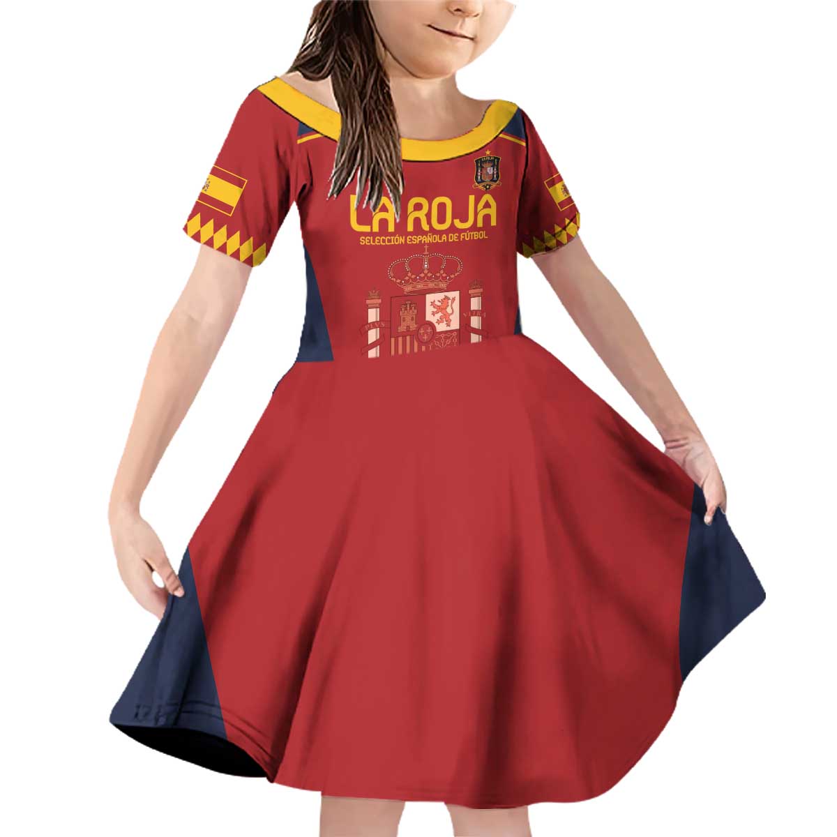 Custom Spain Football Family Matching Off Shoulder Short Dress and Hawaiian Shirt Come on La Roja LT9 - Wonder Print Shop