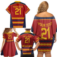 Custom Spain Football Family Matching Off Shoulder Short Dress and Hawaiian Shirt Come on La Roja LT9 - Wonder Print Shop